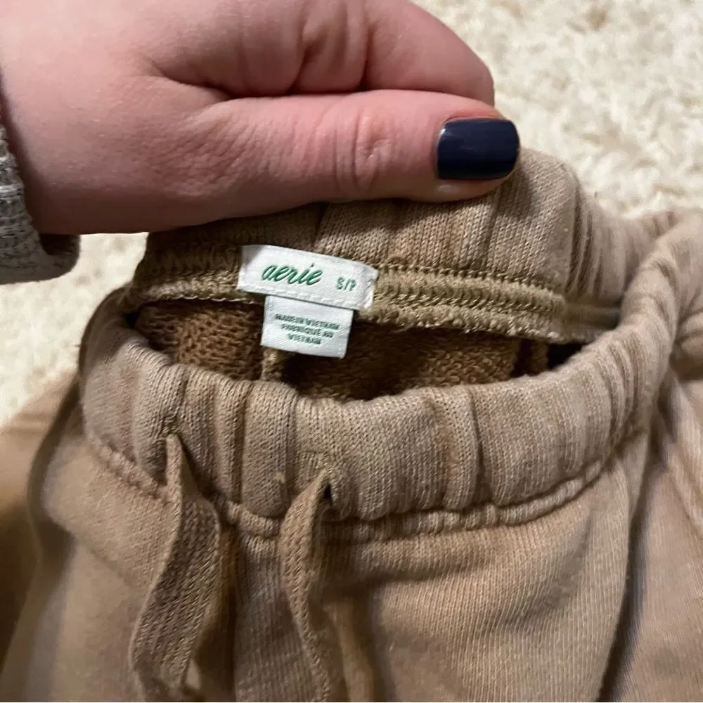 aerie tan high rise shorts size small